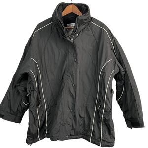 Vintage Beautiful Skier Full Zip and Snap Ski JAcket Black White - 16